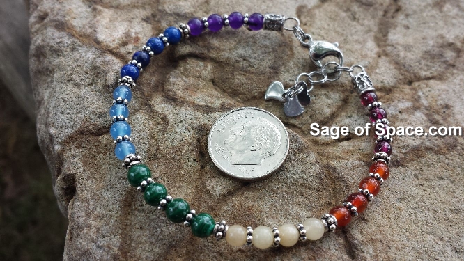 chakra bracelet small beads dainty Sterling Silver 925