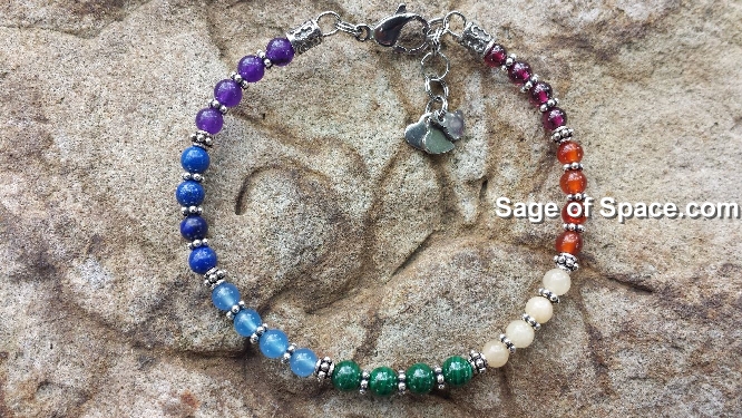 7 chakra bracelet Sterling Silver 925 for chakra balancing & activation