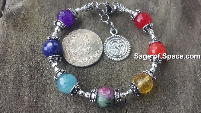 7 Chakra Bracelet OM Charm SS925