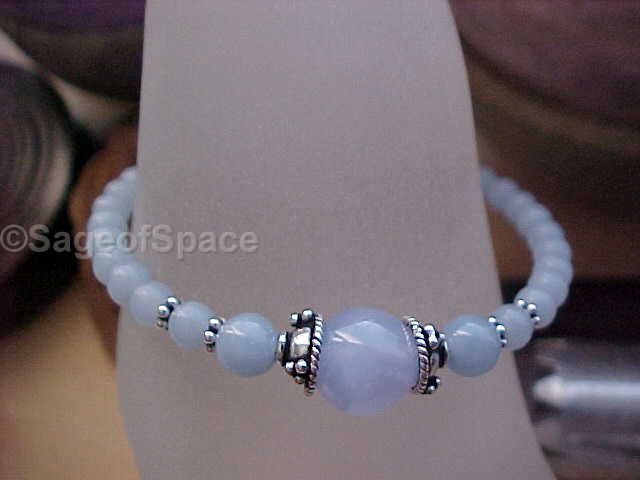 Blue Angel Bracelet in Blue Chalcedony, third eye chakra charm bracelet