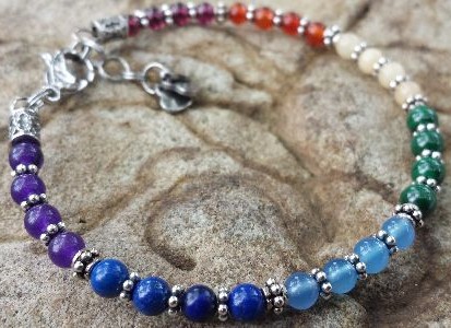 7 Chakra Bracelet in Sterling Silver 925 and small beads