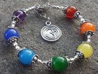 7 Chakra  Bracelet OM Charm in Sterling Silver 925