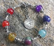 Seven Chakra Bracelet Om Charm Sterling Siver 7