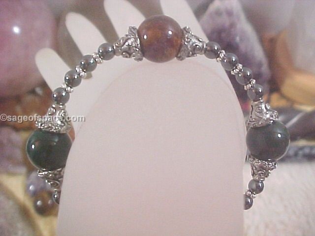 Bloodstone & Hematite Protection Bracelet