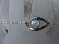 Rainbow Moonstone Goddess Eye Ring|Triple Goddess Ring in Sterling Silver