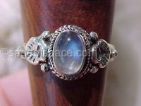 Rainbow Moonstone Wish Ring in Sterling Silver 925|Triple Goddess